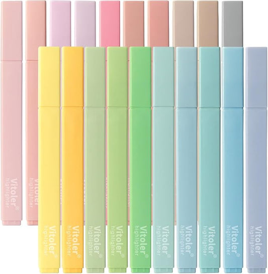 Piochoo Highlighters,20Pcs Highlighters Assorted Colors,Chisel Tip Bible Pens,Pastel Markers for Journaling Planner Notes Graduation Gifts
