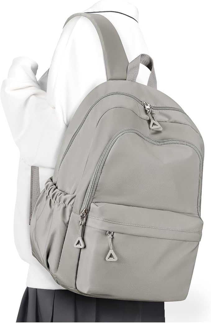 winspansy Backpack for School Teenage Girls Boys,Waterproof Lightweight School Bags Travel Daypack Simple Cute College Backpack Rucksack for Women Men fit 14 Inch Laptop,Grey Brown
