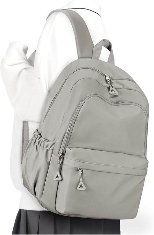 winspansy Backpack for School Teenage Girls Boys,Waterproof Lightweight School Bags Travel Daypack Simple Cute College Backpack Rucksack for Women Men fit 14 Inch Laptop,Grey Brown