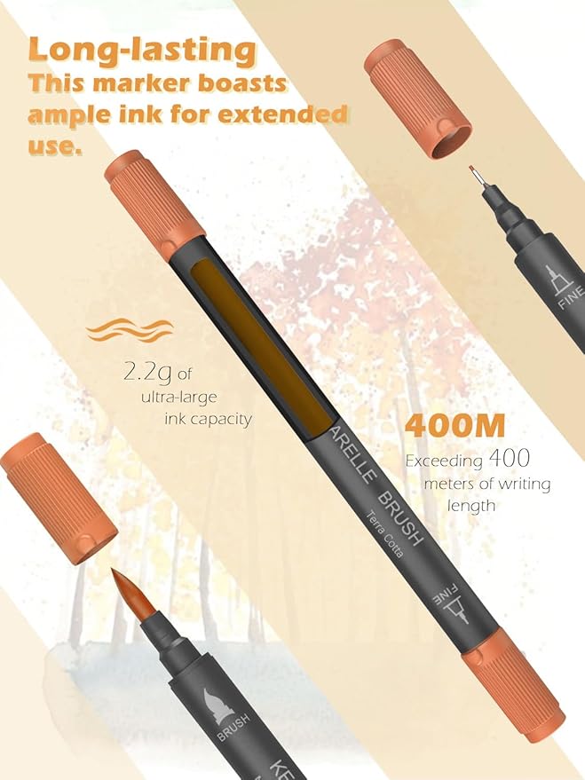 KEMYR Markers for Adult Coloring Books: 36 Color Dual Tip Fine & Brush Pens Water-Based Coloring Marker for Adults Drawing Sketching Bullet Journal Writing Lettering No bleeding
