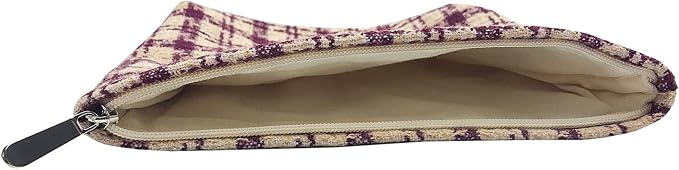 GUTGNK Corduroy Ladies Cosmetic Bag, Large Capacity Canvas Cosmetic Bag Travel Toiletry Bag Accessories Organizer, Purple Check