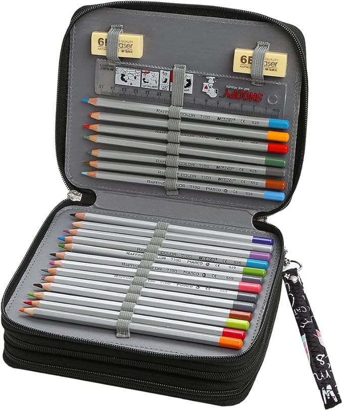 Portable Colored 72 Slots Pencil case Organizer with Printing Pattern for Watercolor Pens or Markers, Pencil Case Organizer for Artist