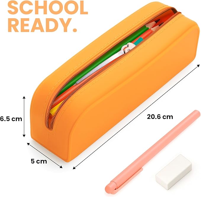 ZENO Silicone Pencil Case – Aesthetic Pencil Pouch for Women & Teens – Cute Pen Case, Beige Makeup Bag, Travel Pouch, Small Stationary Organizer – Beige Seashell