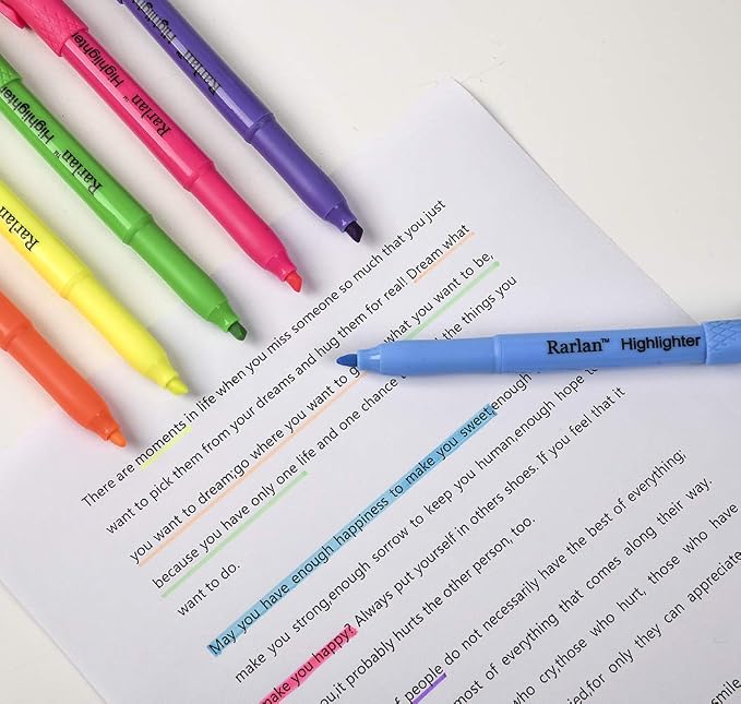 Rarlan Highlighters, Chisel Tip, Assorted Fluorescent, 96 Count Bulk Pack | Highlighters Assorted Colors for Classroom & Office, Study Essentials, Ideal for Back to School and Teacher Supplies