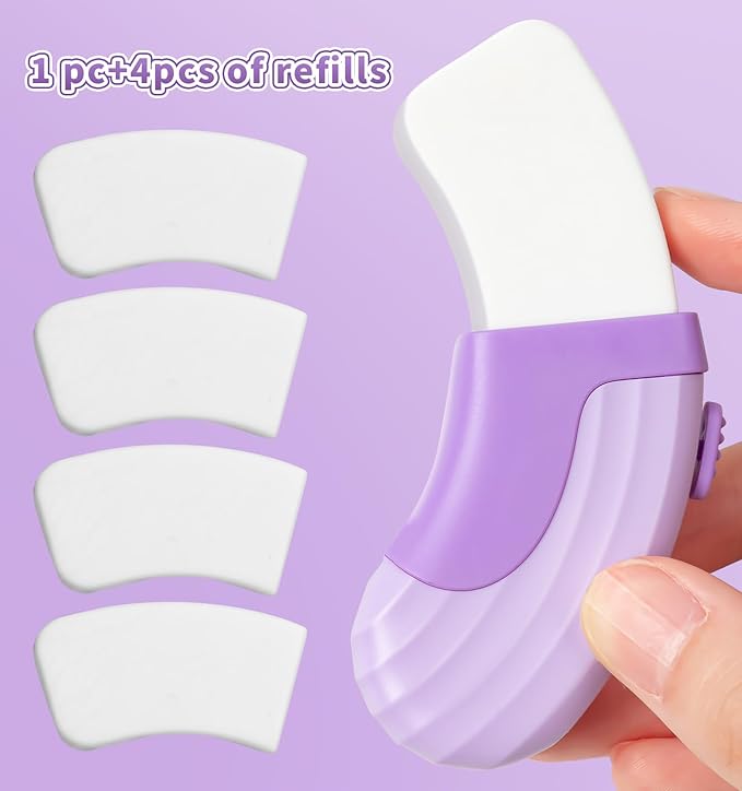 4+1 Pack Rubber Erasers Sliding Retractable Eraser, Large White Erasers for School Office Art Drawing Pencil Eraser for Kids- Purple