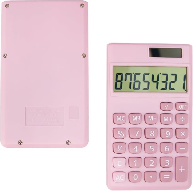 Basic Standard Calculators Small Digital Desktop Calculator with 8-Digit LCD Display, Battery Solar Power Smart Calculator Pocket Size for Kids for Home School (Pink Blue 2pcs)