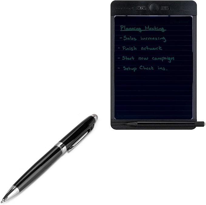 BoxWave Stylus Pen Compatible with Boogie Board Blackboard Smart Scan Reusable Notebook - EverTouch Meritus Capacitive Styra, Capacitive Stylus with Rollerball Pen - Jet Black