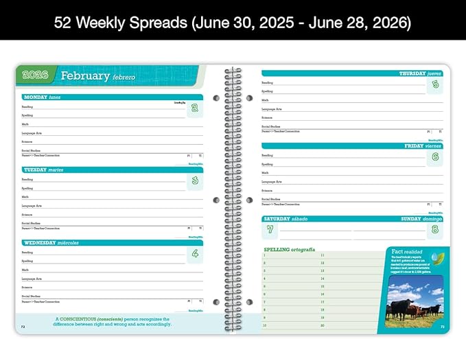 Dated Elementary Student Planner 2025-2026 Academic School Year, Large (8.5" by 11") Block Style Datebook with Imagine Cover