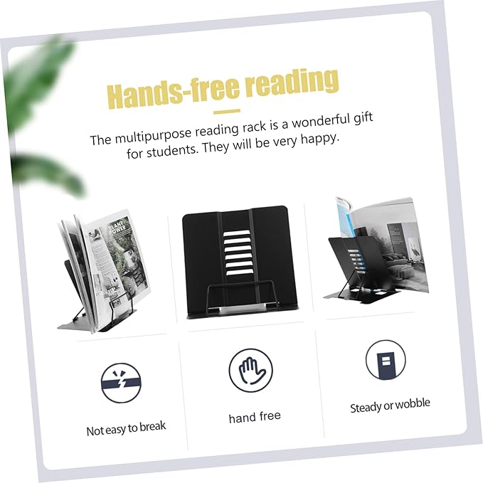 GANAZONO Folding Book Stand Desk Book Holder Portable Reading Rack for Compact Support for Textbooks Music Scores and More for Home and Office