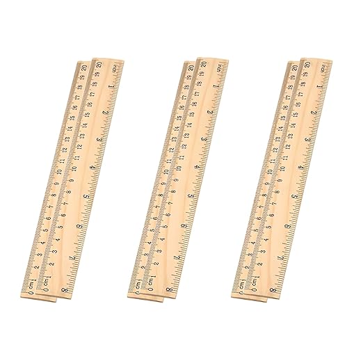 Wooden Ruler Rulers Bulk Wood Measuring Ruler for Students Office School Supplies，Wood Ruler for School, Classroom, Home, and Office (Medium Size, 6)