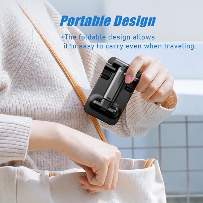 Cell Phone Stand, AngleHeight Adjustable Cell Phone Holderwith Silicon Pad for Desk FullyForldable Mobile Phone HolderCompatible with All Mobile Phones