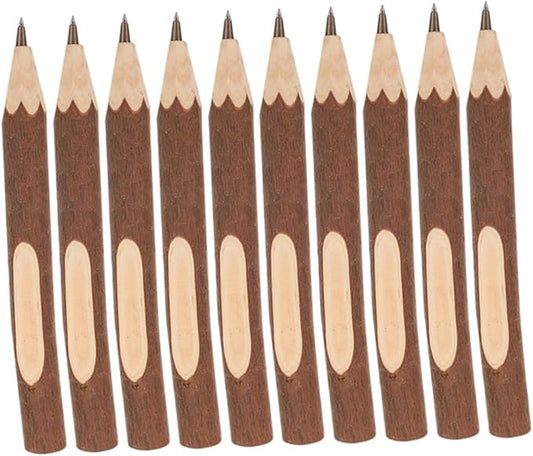 Natural Wood Ballpoint Pens 13cm, Eco-friendly Biodegradable Tree Bark Pens, Lightweight Portable Multi-function Writing Set of 10 for Daily Office and School Use