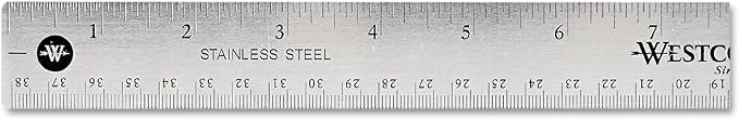 Westcott 10416 15" Stainless Steel Office Ruler with Non Slip Cork Base