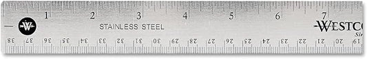 Westcott 10416 15" Stainless Steel Office Ruler with Non Slip Cork Base