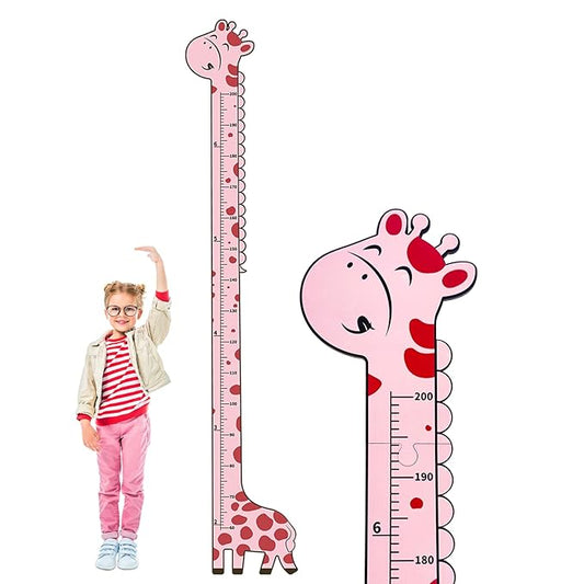 Wooden Growth Chart for Kids,Giraffe Height Chart for Boy Girls,Measuring Board for Kids Height,for Child's Room,Nursery Decor Decoration Wall Art (Pink Giraffe)