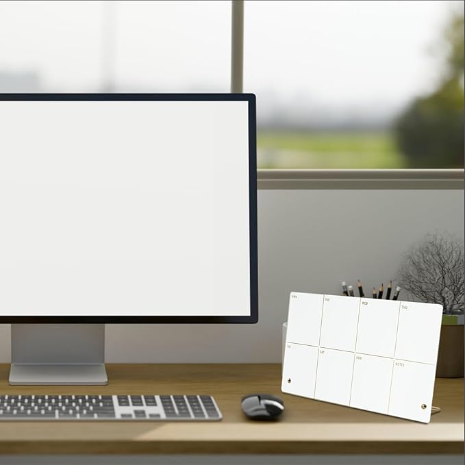 Weekly Planner Dry Erase Board for Desk,Acrylic Desktop Weekly Planner Whiteboard with Stand,12"X6"-Small, Dry Erase Weekly to Do List White Board for Home Office School-ZMZL-W-1530
