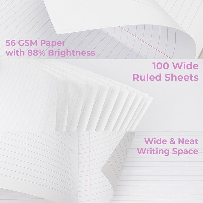 Assorted Marble Composition Notebook Wide Ruled (9.75x7.5 in), 100 Sheets | 200 Pages | For School, Office, Students, Teachers (1, Pink)