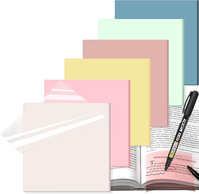 Transparent Sticky Notes with Marker, 【99.9% Transparency, Strong Adhesion,Waterproof 】 MEIGAONE 7 Pack Clear Sticky Note 3x3,Translucent Sticky Note Office,School Supplies