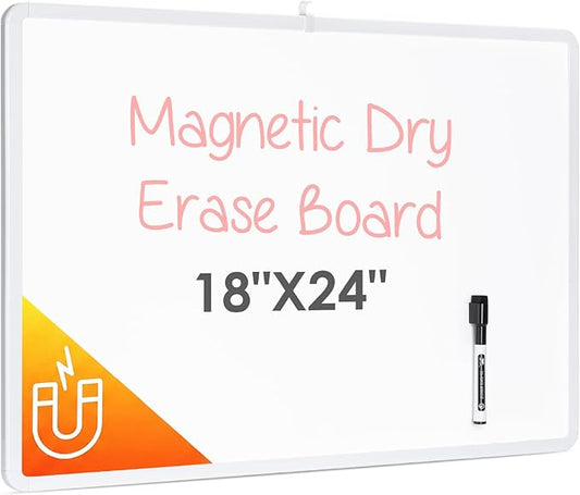 Mr. Pen- Magnetic Whiteboard Dry Erase, 18x24 Inches, Dry Erase Board with Black Fine Point Marker, Magnetic White Board for Students, Home, Office and Classroom