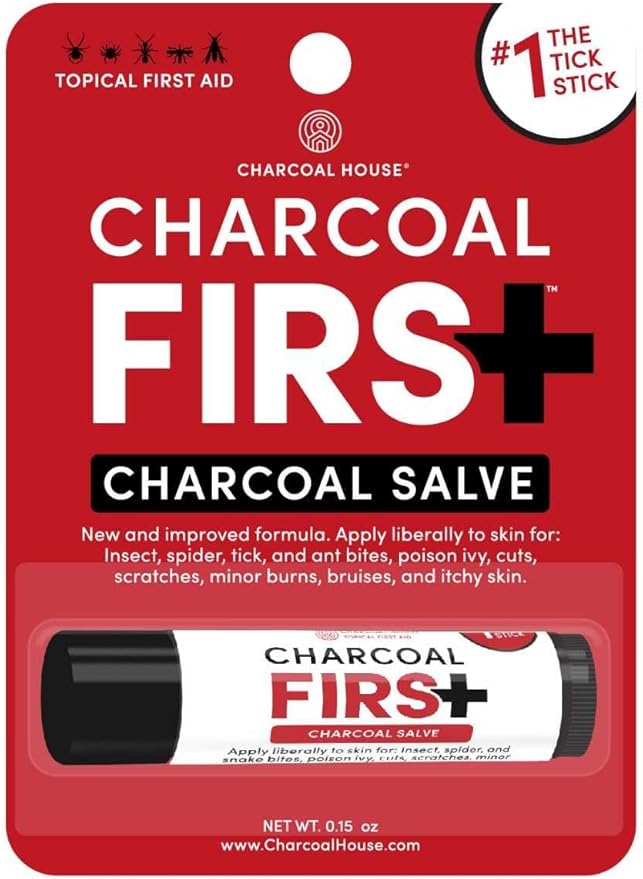 Charcoal First Activated Charcoal Salve Stick by Charcoal House - 100% Natural, Non-GMO Activated Carbon: Soothes Cuts,Bruises, Minor Burns, Bites & Itches - 0.15oz