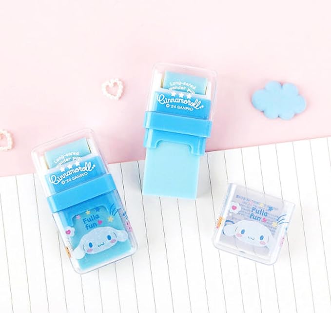 Cute Character Roller Eraser with Built-in Dust Cleaning Roller – Portable & Mess-Free Design - Blue