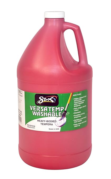 Sax Versatemp Washable Heavy-Bodied Tempera Paint, 1 Gallon, Primary Red