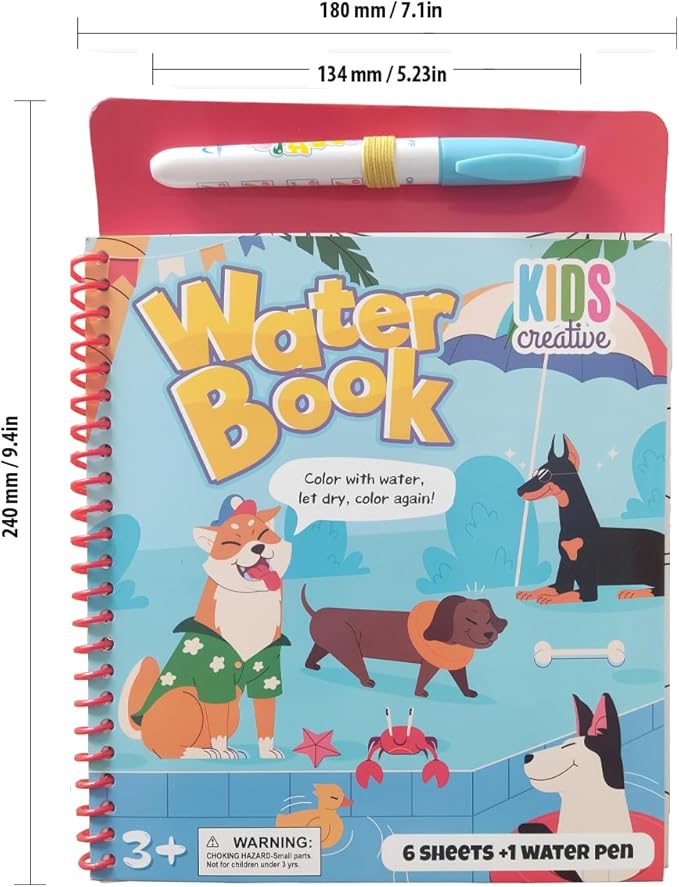 Magic Water Coloring Books for Children - Reusable Mess Free Water Reveal Art Kit with Water Pen, Travel Toys Easter Basket Stuffers for Kids Ages 3-12 Boys Girls Party Favors