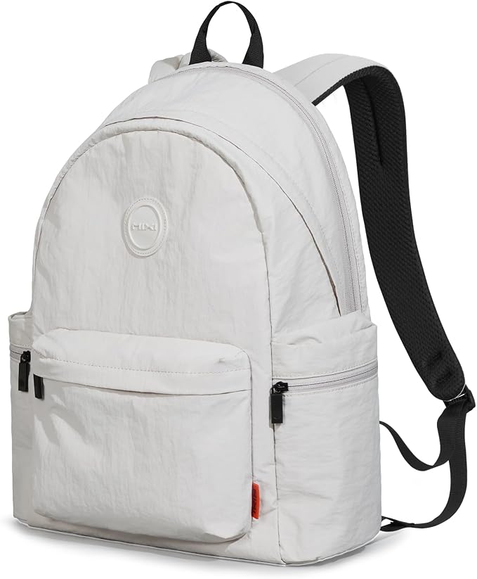 mixi 15 Inch Casual Travel Daypack, Lightweight Laptop Backpack, Light Gray | Ultra Light Backpack, Fits 14in Laptop, Water/Oil/Stain Resistant, Anti-Theft Pocket&Luggage Strap for College Work Hiking