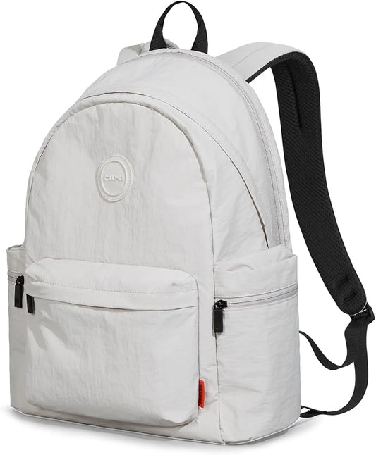 mixi 17 Inch Casual Travel Daypack, Lightweight Laptop Backpack, Light Gray | Ultra Light Backpack, Fits 15.6in Laptop, Water/Oil/Stain Resistant, Anti-Theft Pocket&Luggage Strap for College Work Hiking