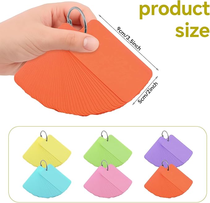 300 Pcs Index Cards with Ring, 2" x 3.5" Orange Blank Flashcards for Studying, Vocabulary, Memos, Bookmark,Greetings (Orange)