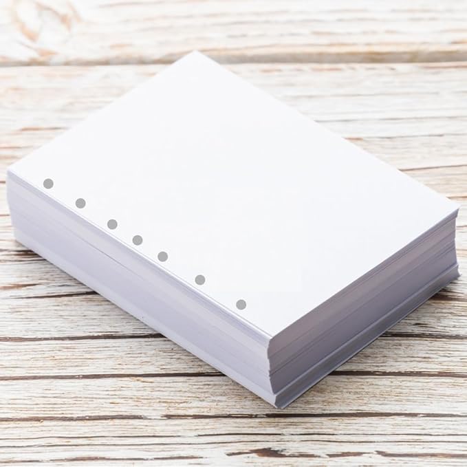 A5 Blank Refill Paper - 100 Sheets/200 Pages Loose Leaf Paper for Filofax Planner, Organizer, Binders, 7-Hole Punched, 100gsm Blank Paper, 5.8" x 8.3 "