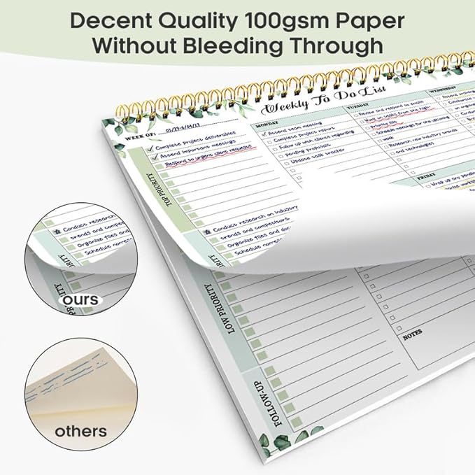 Taja 6 Pack of Weekly To Do List Notepad with 52 Undated Sheets（8.5"×11"）- Weekly Desk Planner for Women & Man, Work and Home - 6 Pack Multi