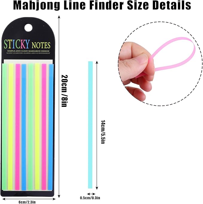 640 Pcs Mahjong Line Finder Reader Notes, Highlighter Tape Stripe, Transparent Sticky Mahjong Cards Rule Reader, Mahjong Accessories for Player, Beginner, No Adhesive Residue & Reusable