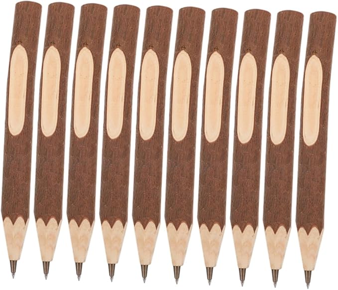 SOLUSTRE Natural Wood Branch Ballpoint Pens 13cm, Tree Bark Biodegradable Portable Writing Pens 10pcs for Office and School Use