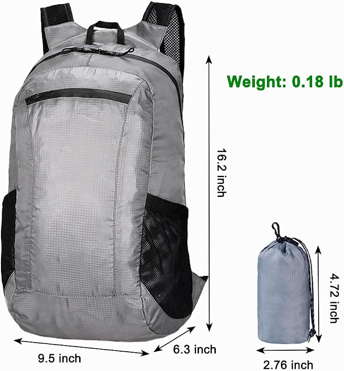18L Mini Foldable Daypack, Waterproof and Lightweight Backpack | Small Outdoor Camping Day Pack, Travel Packable Bag for Men and Women, Easy to Carry