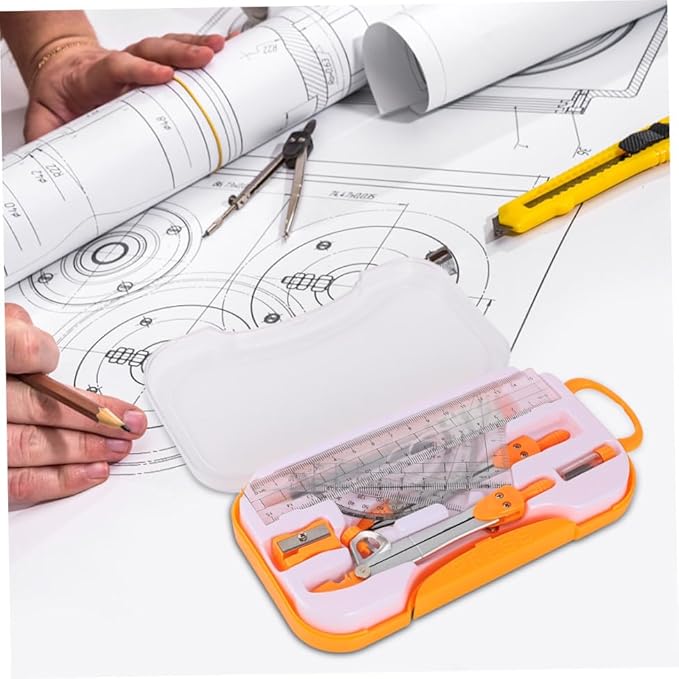 PRETYZOOM Student Geometry Drawing Kit Metal Compasses Set 10pcs Geometry Ruler Math Tool for School Exams and Drafting Supplies Random Color