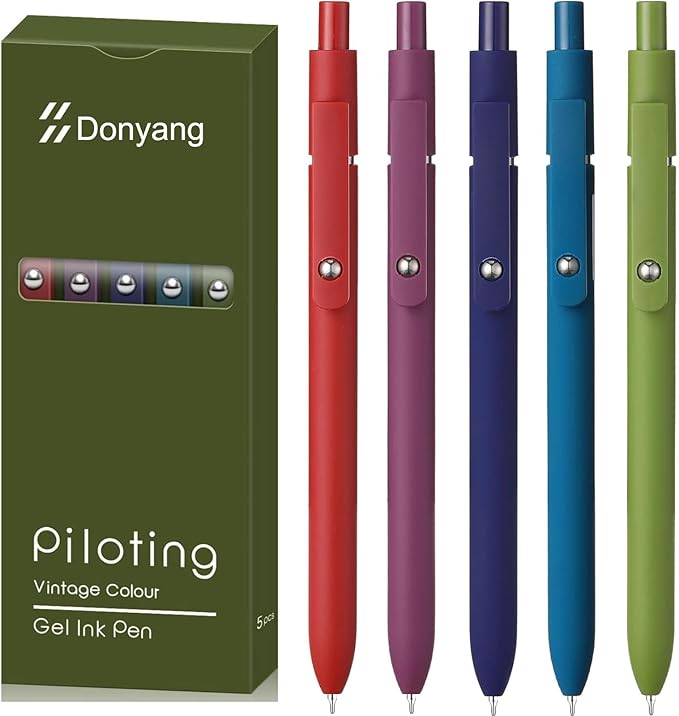 Donyang Gel Pens, 5pcs 0.5mm Gel Pen Cute Black Ink Fine Point Pens With Smooth Writing, Quick Dry Pens For Journaling, Teacher Work Desk Accessories Office Supplies for Men Women