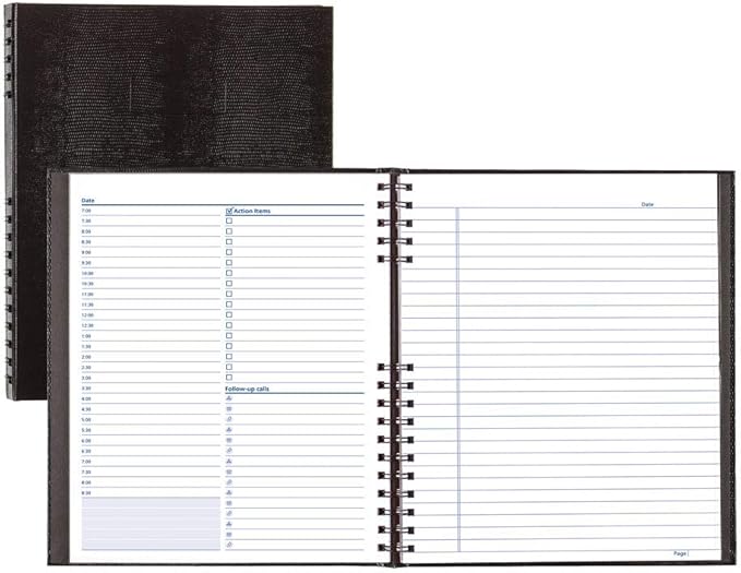 NotePro Undated Daily Planner, Black, 200 Pages,10 3/4 x 8-1/2 Inches