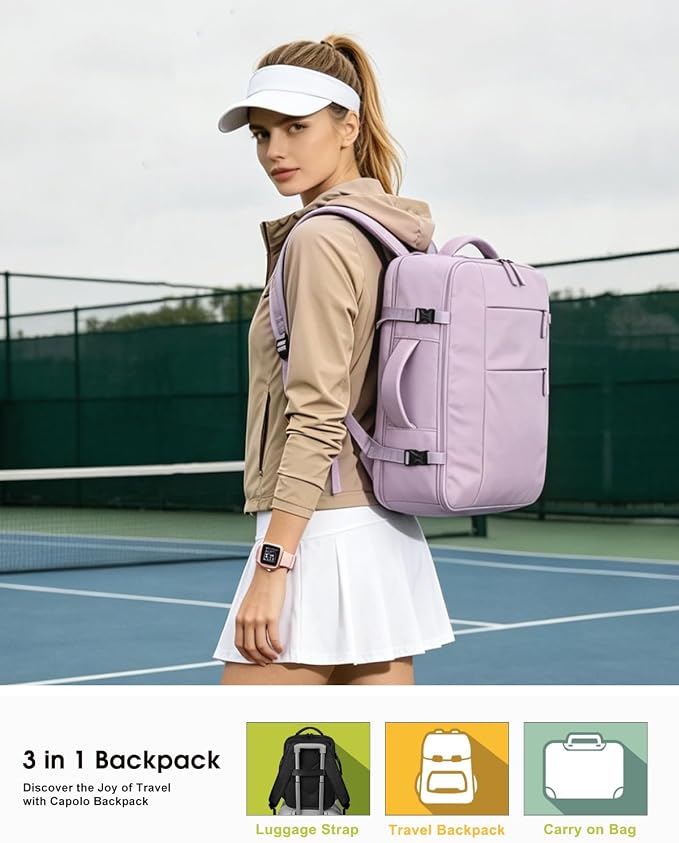 Capolo Travel Backpack for Women Men Waterproof Laptop Backpack Airlines Approved Carry On Backpack Bag Computer Bookbag for Business, Work, Traveling Fits 17 Inch Laptop(Purple)