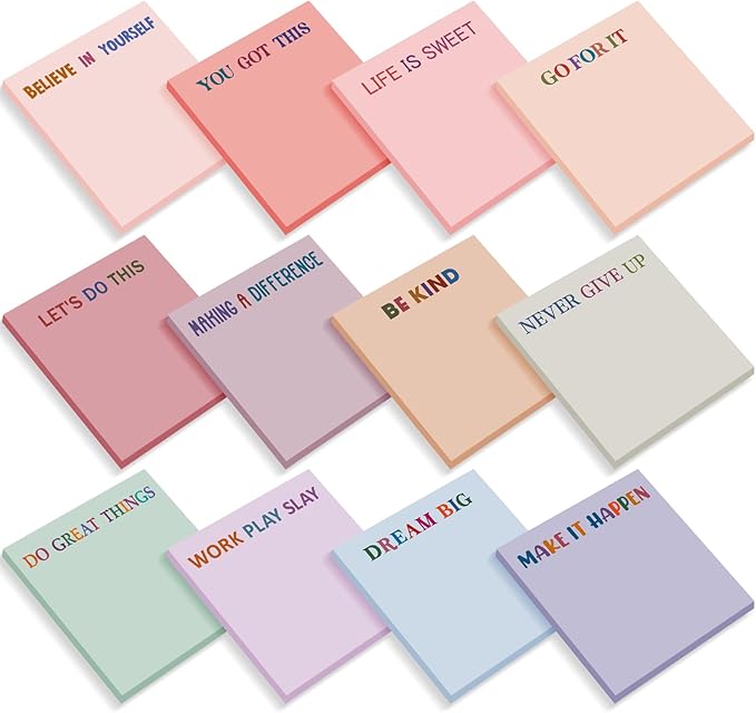 Yinder 24 Pcs Inspirational Sticky Notes Cute Motivational Sticky Notes Pad End of Year Employee Appreciation Gifts Bulk for Teacher Nurse Coworkers Office Supplies 3 x 3'' (Inspirational,Aesthetics)