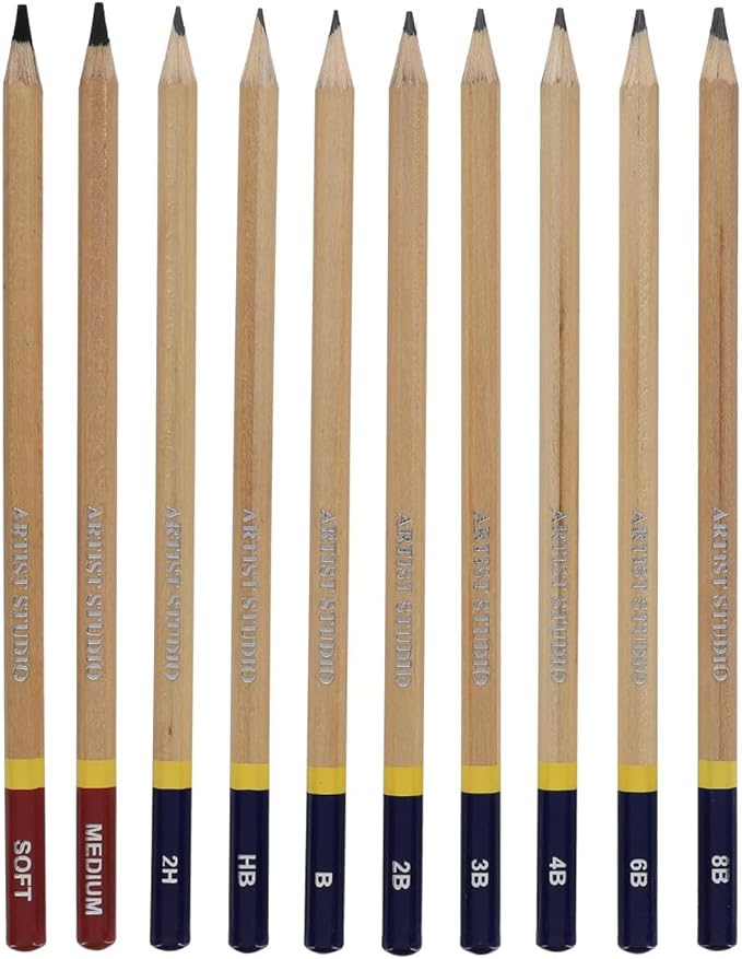 PRO ART 3077 10-Piece Dry Media Pencil Set,Black