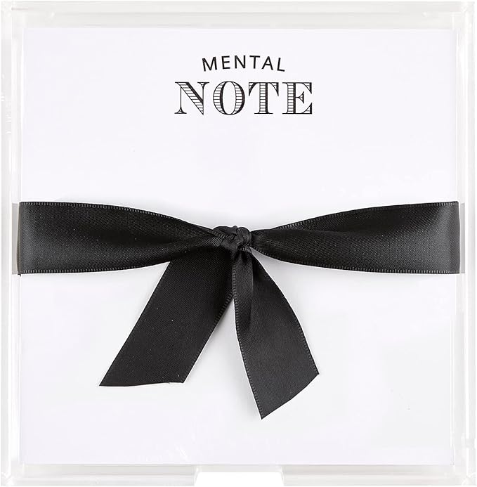 Santa Barbara Design Square Acrylic Notepaper Holder with 125 Sheets Heavyweight Paper, 6.5", Mental Note