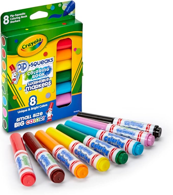 Crayola Pip Squeaks Washable Markers, Mini Markers in Classic Colors, 8 Count