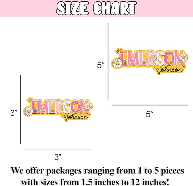 Custom Floral Name Sticker Personalized Text Flower Colorful Aesthetic Elegant Decal Waterproof Die Cut Vinyl DTF Decal Unisex Gift for Laptop Helmet Car Cup Phone Tablet for Male Female