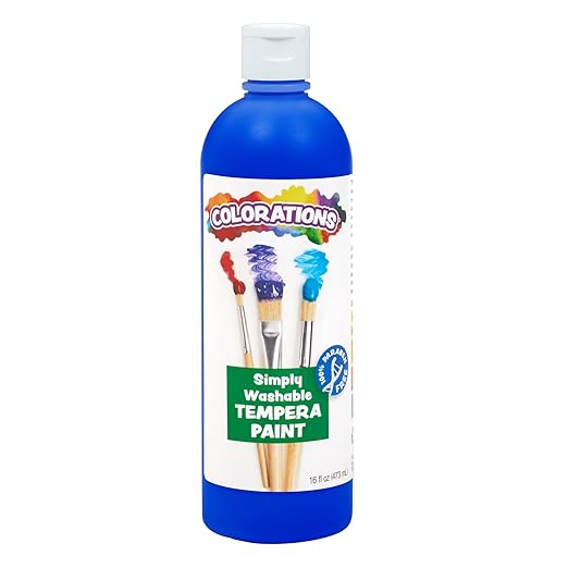 Colorations WSTBL Washable Tempera Paint, 16 fl oz, Blue, Non Toxic, Vibrant, Bold, Kids Paint, Craft, Hobby, Fun, Art Supplies