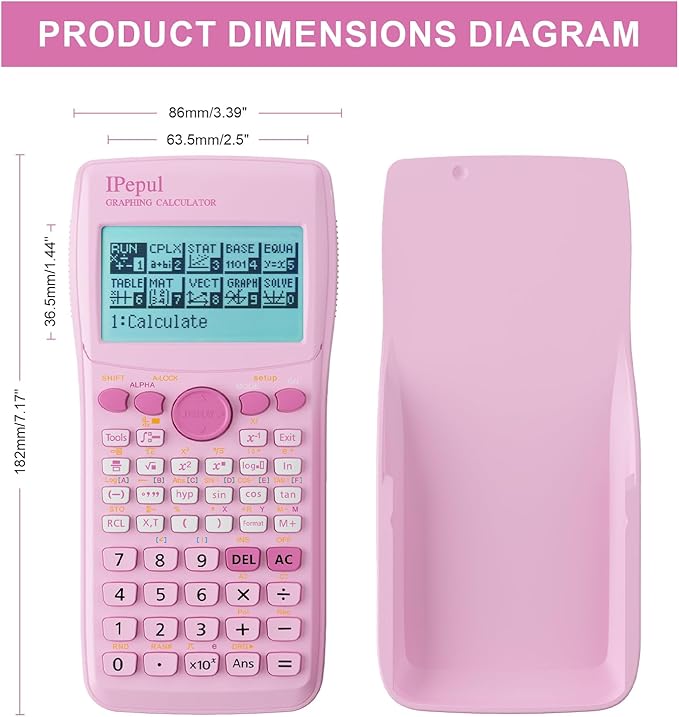 Graphing Calculator,IPepul Scientific Calculators 10 Modes /4 Graphing Functions,Desktop Math Calculator for College Students,School Supplies for Middle High School Teachers Office（Pink）