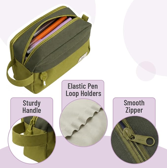 Mr. Pen- High Capacity Pencil Case, Large Pencil Pouch with 3 Compartments and 2 Pockets, Large Pencil Bag with Smooth Zipper, Cute Pencil Case Pouch Organizer, School Supplies for Teens