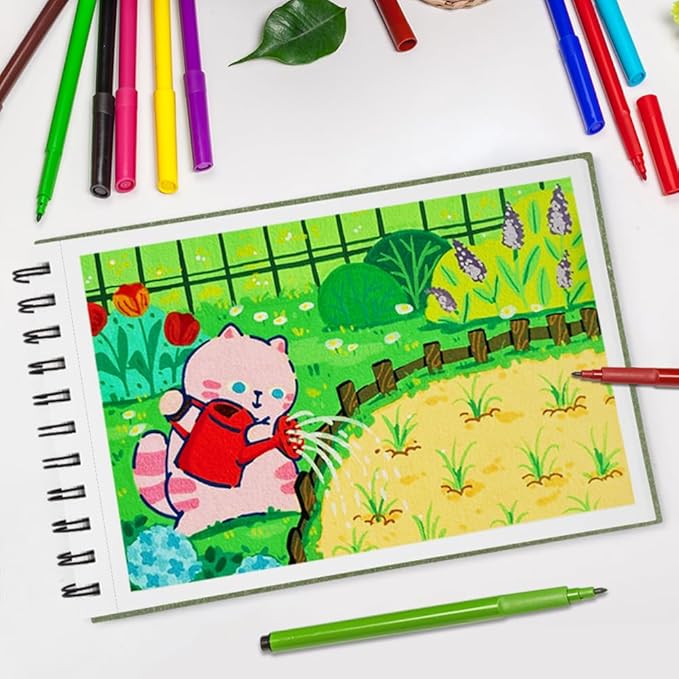 8.3" x 5.8" Hardcover Sketchbook, Top Spiral Bound Art Journal Sketchbook, 60 Sheets 92LB/150 GSM Acid-Free Drawing Bright White Mixed Media Paper for Adults Beginners Artists.Grass Green