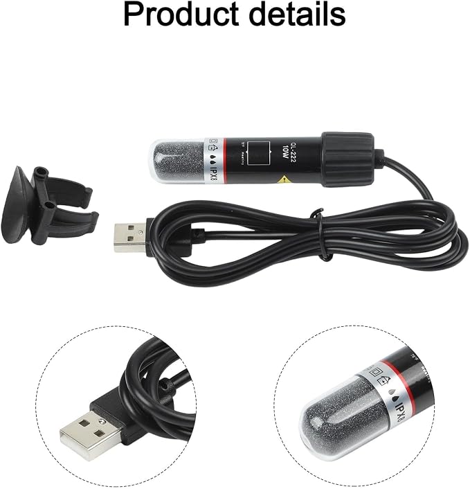 Heater with Heater Thermostat 26c Quartz Explosion-proof Low Usb Powered Aquarium Auto 5l Fish Tank 10w Warmer Betta 2. Voltage Turtle Bowl(USB)