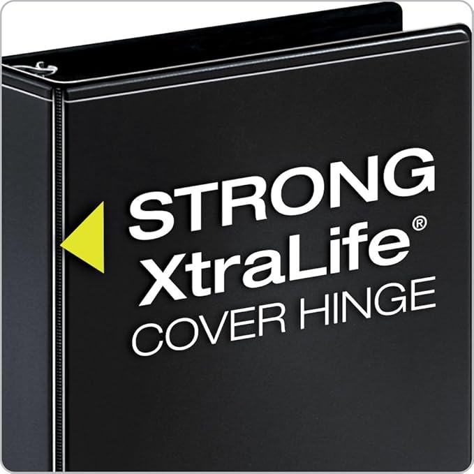 Cardinal 3 Ring Binder, 1 Inch Performer ClearVue Binder, Round Rings, 225-Sheet Capacity, Customizable ClearVue Covers, PVC-Free, Black (67225)
